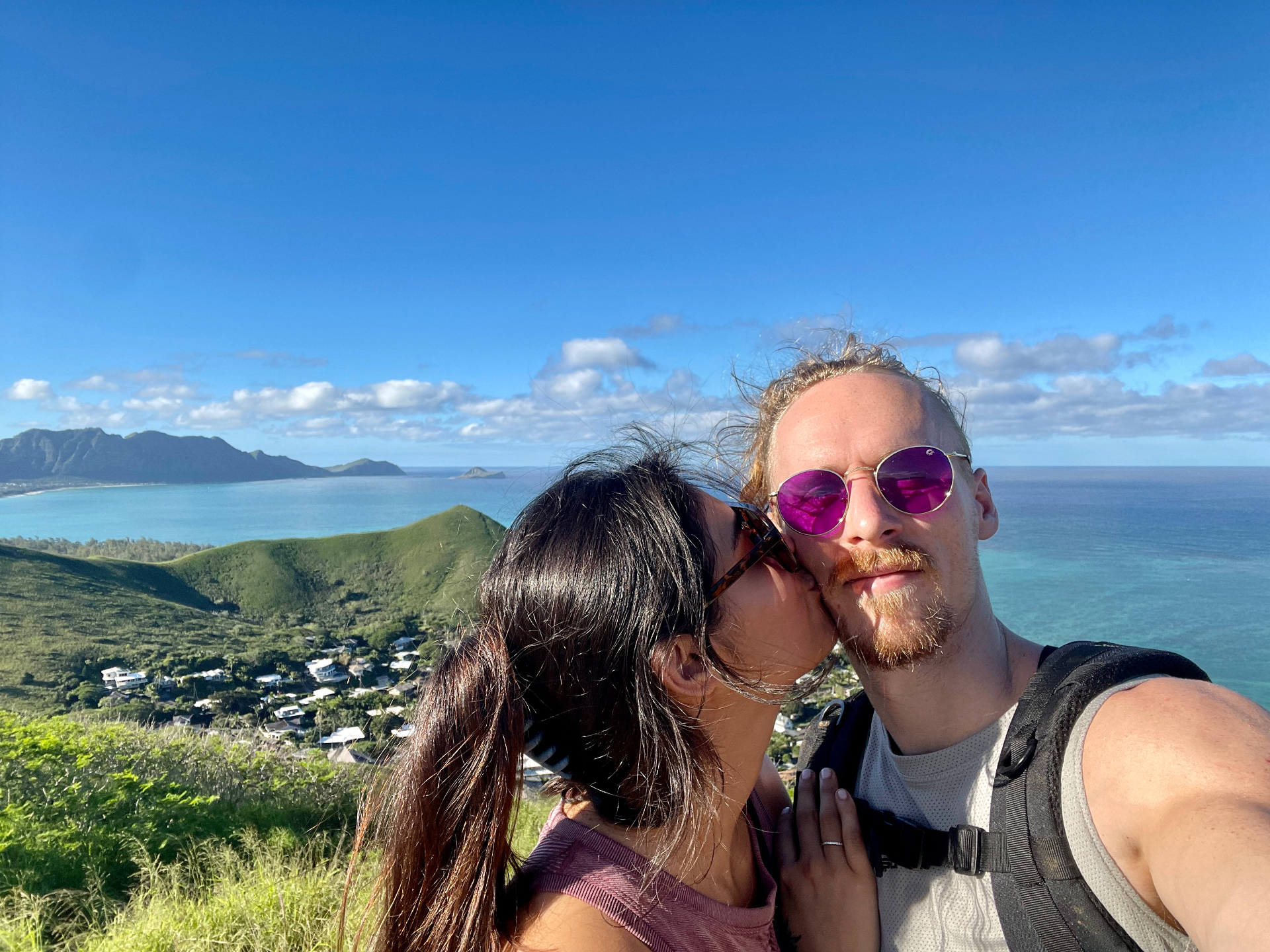 Ryan and his wife Isabella on a hike overlooking the ocean